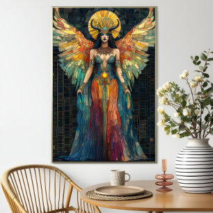 Poster Déesse Hathor mosaïque égyptienne Art nouveau