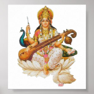 Poster Déesse hindoue Saraswati Godess Pour l'éducation a