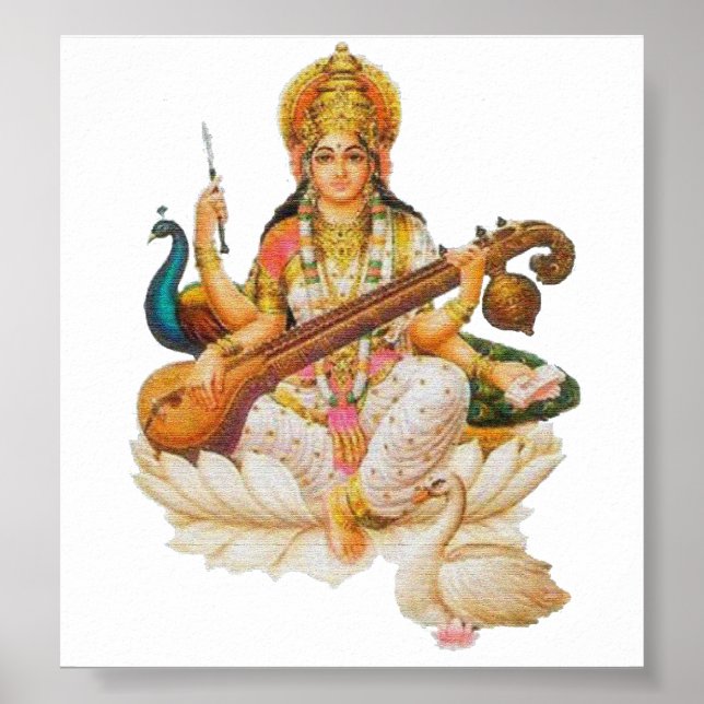Poster Déesse hindoue Saraswati Godess Pour l'éducation a (Devant)