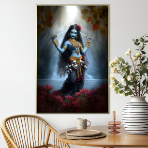 Poster Déesse Kali Ma Fantaisie Artistique Cascade Floral