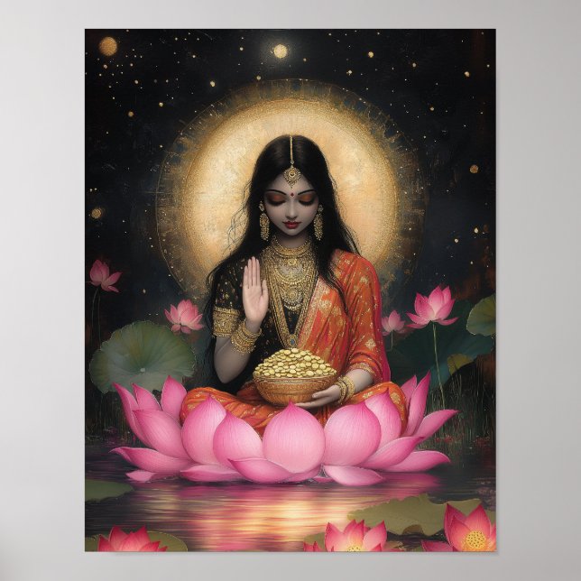Poster Déesse Lakshmi De Richesse Et De Bonne Fortune (Devant)