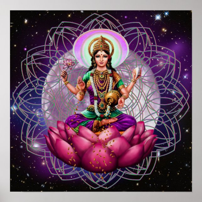 Poster Déesse Lakshmi - mandala de bénédiction cosmique (Devant)