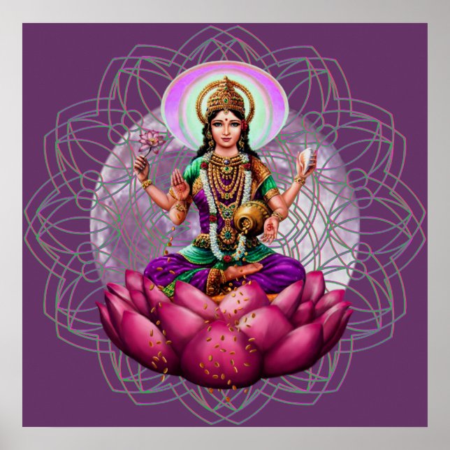 Poster Déesse Lakshmi - mandala de bénédiction de richess (Devant)