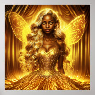 Poster Déesse mystique de la lumière avec des ailes de fé