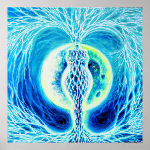 Poster Déesse néolithique avec lune