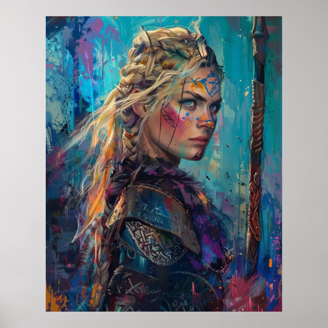 Poster Déesse Norse Freyja, Reine des Valkyries, Blonde" (Devant)