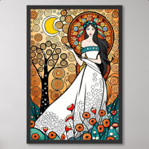déesse peinture fertilité nature fleur lune