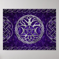 Déesse triple avec pentagramme et arbre de vie