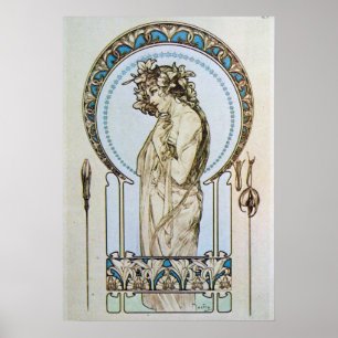 Poster Déesse turquoise Lune