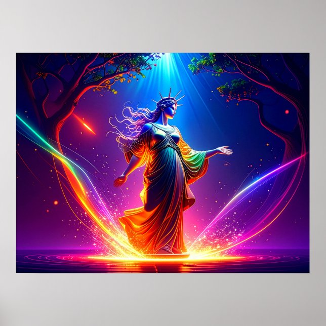 Poster Defender of Democracy Lady Liberty Warrior Goddess (Devant)