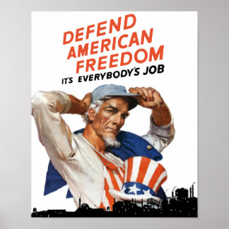Poster Défendre la liberté américaine — Oncle Sam 2ÈME GU