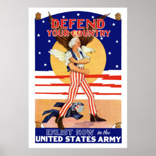 Poster Défendre votre pays Inscrivez-vous maintenant
