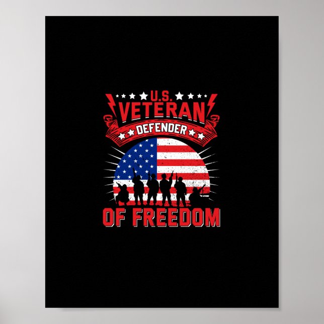 Poster défenseur vétéran de la liberté des états-unis (Devant)