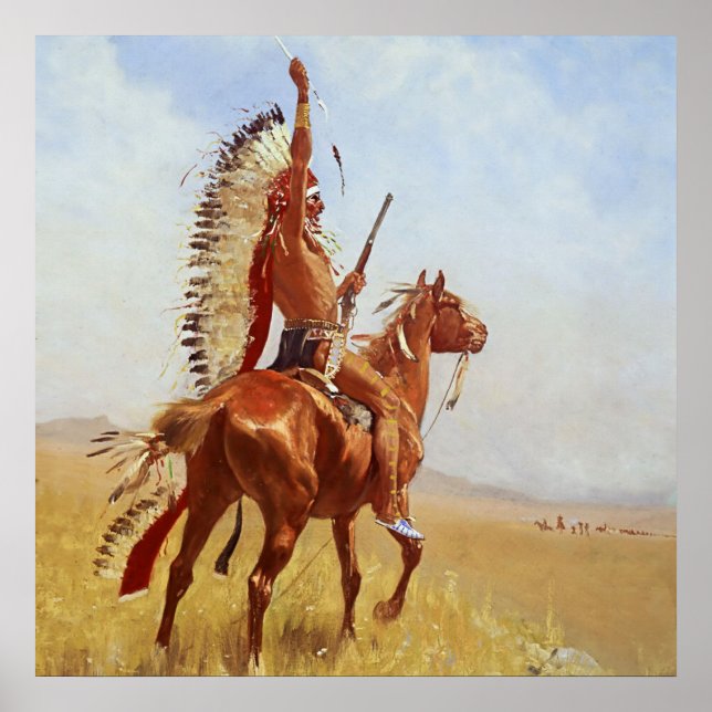Poster "Défiance" Western Art par Frederic Remington (Devant)