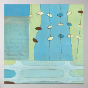 Poster Défilé bleu abstrait d'oeufs