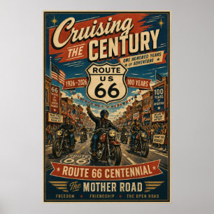 Poster Défilé de motos du centenaire de la route 66 dans