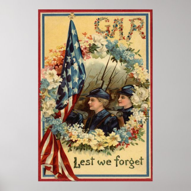 Poster Défilé de serrure du drapeau américain Mars Guerre (Devant)