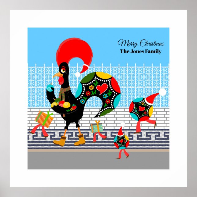 Poster Défilé portugais de cadeaux de coq et de Baubles (Devant)