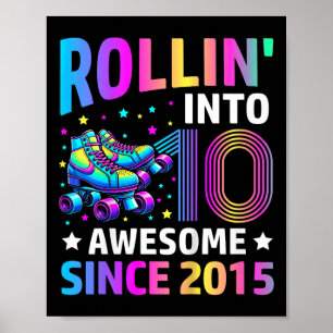 Poster Défilement dans des patins à roulettes de 10 ans G