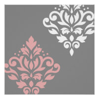 Défiler Damask Art I rose blanc gris