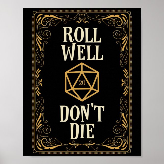 Poster Défiler le puits Die D20 Dice Critique frapper (Devant)