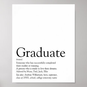 Poster Définition de diplômé personnalisée moderne