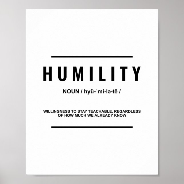 Poster Définition de l'humilité | Devis inspirant (Devant)