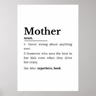 Poster Définition de mère Citation drôle de maman