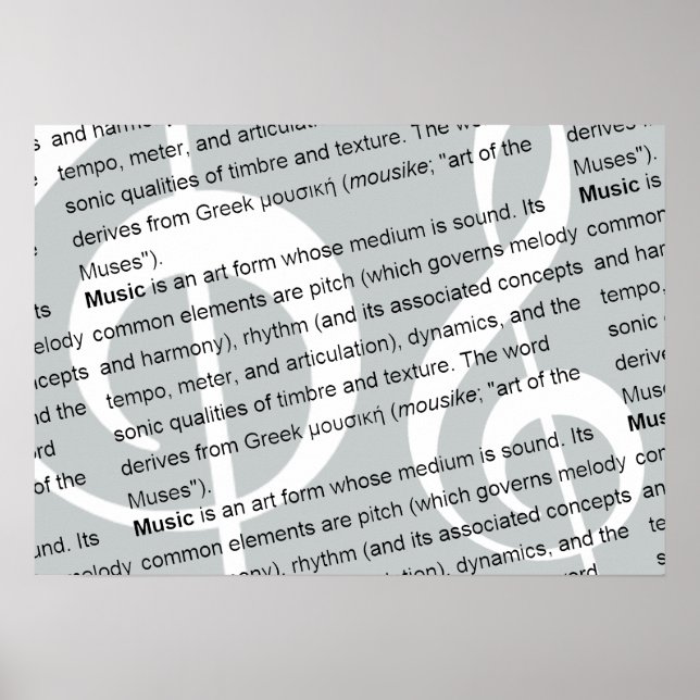 Poster définition de musique avec g-clef (Devant)
