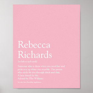 Poster Définition de nom Féminin Rose Typographique Moder