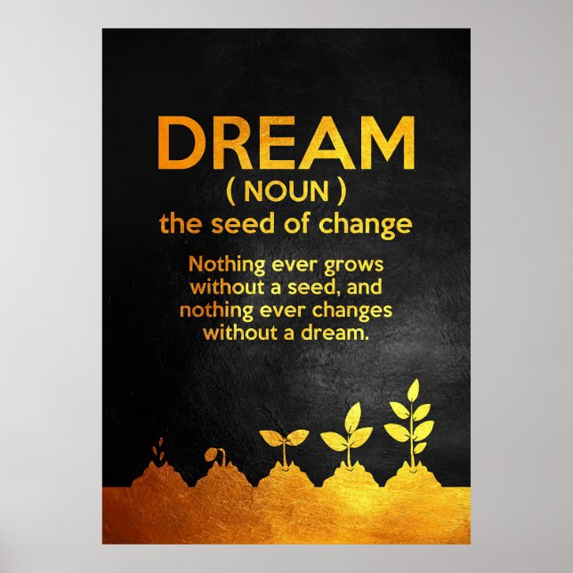 Poster Définition de rêve de citation de bonheur (Devant)