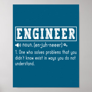 Poster Définition d'ingénieur drôle Résolution de problèm