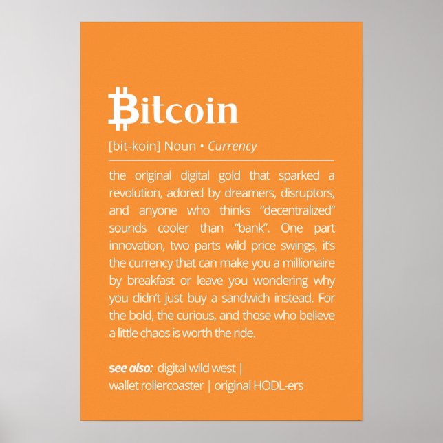 Poster Définition drôle de Bitcoin (Devant)