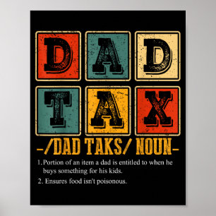 Poster Définition drôle de taxe papa rétro Daddy Papa hum