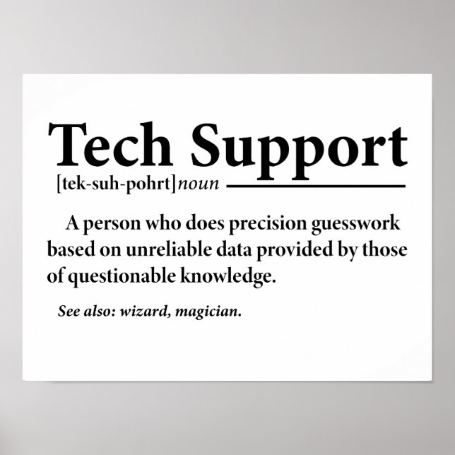 Poster Définition drôle du support technique  (Devant)