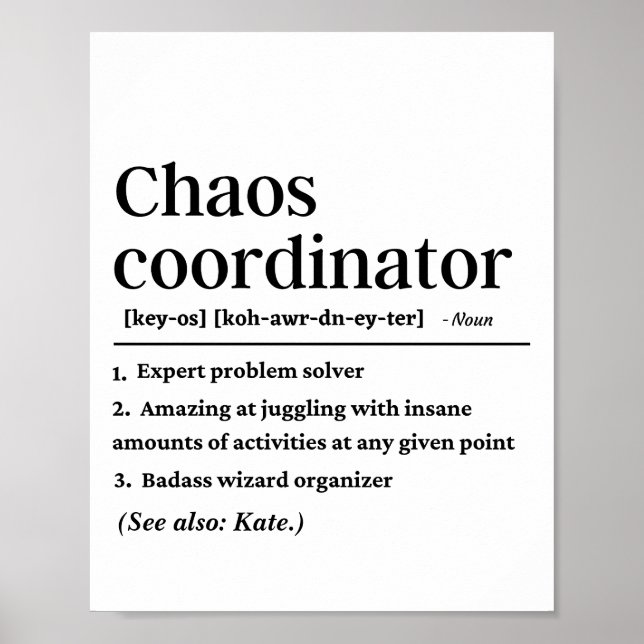 Poster Définition du coordinateur personnalisable Funny C (Devant)