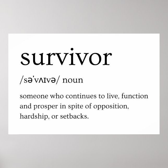 Poster Définition du dictionnaire du survivant (Devant)