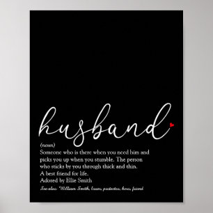 Poster Définition du mari Script Red Love Heart