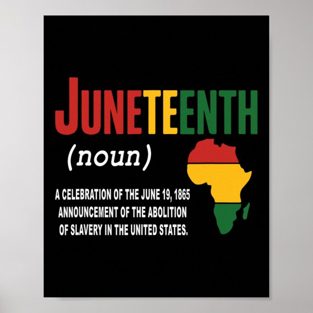 Poster Définition Juneteenth 19 juin 1865 Liberté Africai (Devant)