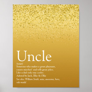 Poster Définition Tonton Funcle Moderne Paillettes Dorées