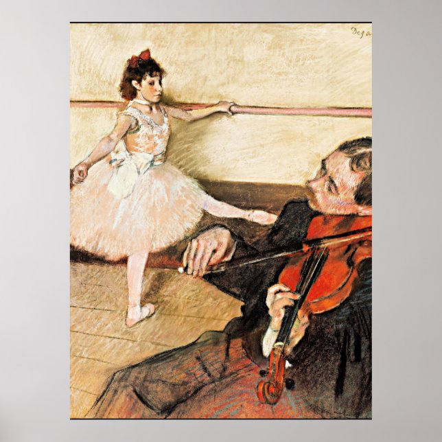 Poster Degas - La leçon de danse, célèbre peinture Carte  (Devant)