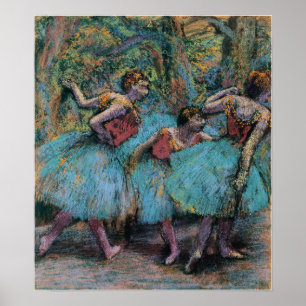 Poster Degas - Trois danseuses (Tutus bleus, corps rouges