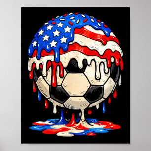 Poster Dégoulinade de foot drapeau américain paillettes p