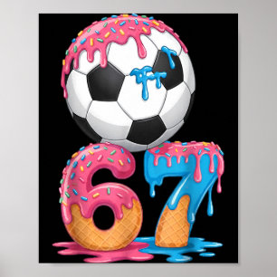 Poster Dégoulinade de foot Numéro 67 Joueur de foot mascu