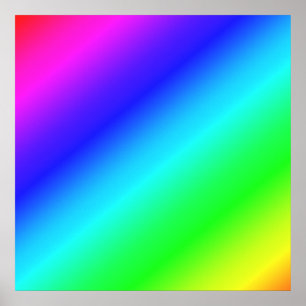 Poster Dégradé arc-en-ciel diagonal bleu à vert