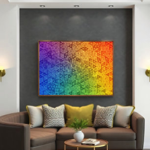 Poster Dégradé de triangle géométrique arc-en-ciel vibran