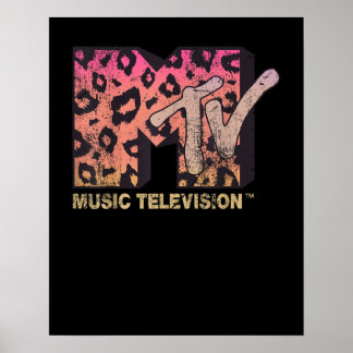 Poster Dégradé Empreinte de léopard du logo MTV rétro