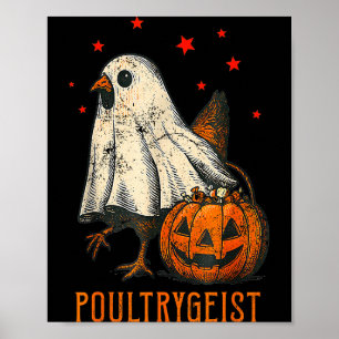 Poster Déguisement de fantôme de poulet drôle d'Halloween