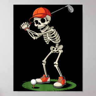 Poster Déguisement de golf squelette Halloween drôle pour