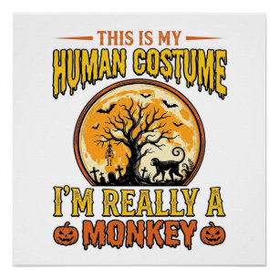 Poster Déguisement de singe Halloween Design de T-shirt v